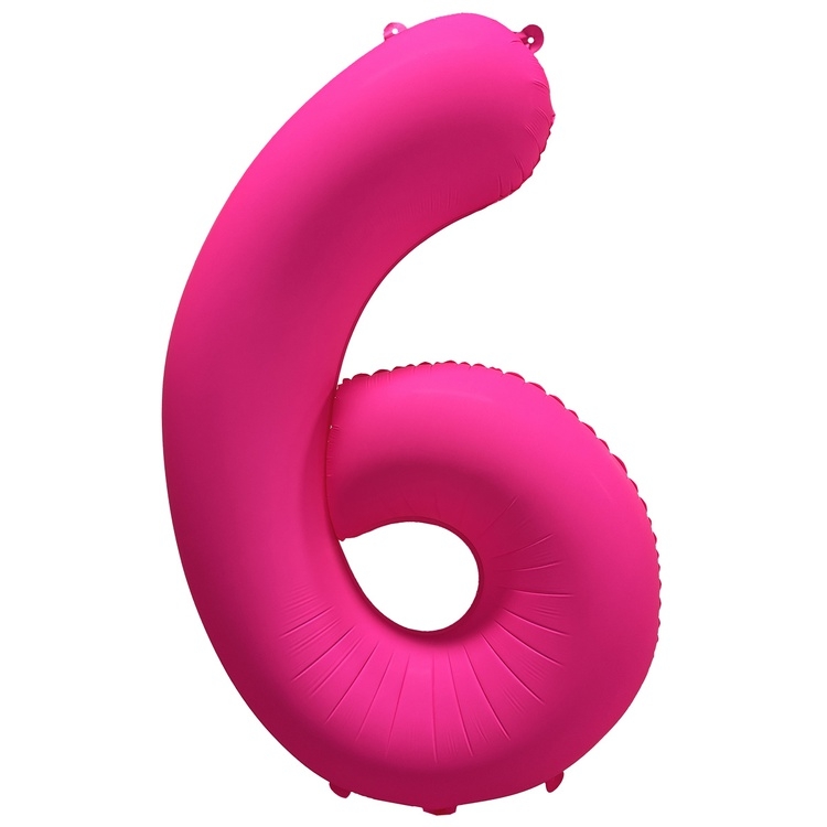 Шар Цифра "6" Неон Розовый / Pink (в упаковке)    